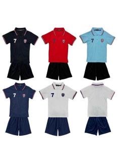 Kids Paris red polo set with matching black shorts