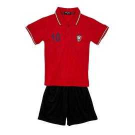 Kids Italia light blue polo set with matching black shorts