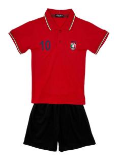 Kinder polo set Italia in lichtblauw met bijpassende zwarte short