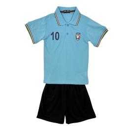 Kids Italia light blue polo set with matching black shorts