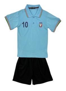 Ensemble polo enfant Italia bleu ciel avec short noir assorti