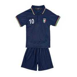 Ensemble polo enfant Italia bleu ciel avec short noir assorti