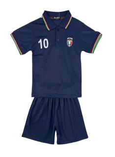 Kinder polo set Italia in lichtblauw met bijpassende zwarte short