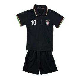 Kids Italia light blue polo set with matching black shorts