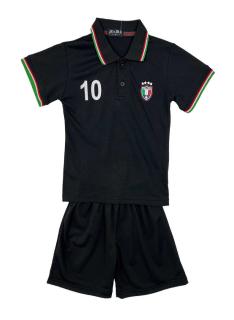 Kinder polo set Italia in lichtblauw met bijpassende zwarte short
