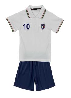 Kinder polo set Italia in lichtblauw met bijpassende zwarte short