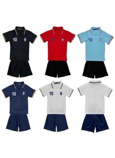 Kinder polo set Italia in lichtblauw met bijpassende zwarte short