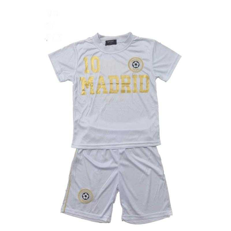 Ensemble football garçon blanc avec t-shirt Madrid et short assorti