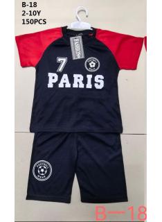 Ensemble garçon PARIS football avec t-shirt à manches courtes et short assorti.