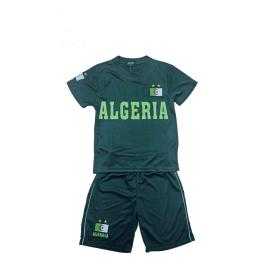 Boys ALGERIA green set with short-sleeve T-shirt and matching shorts.