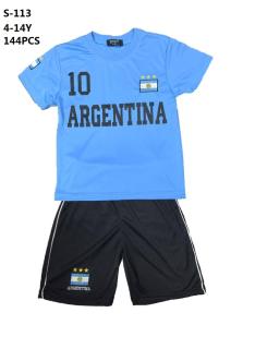 Ensemble garçon ARGENTINA avec t-shirt bleu et short noir assorti.