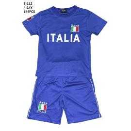 Ensemble garçon ITALIA bleu avec t-shirt à manches courtes et short assorti.