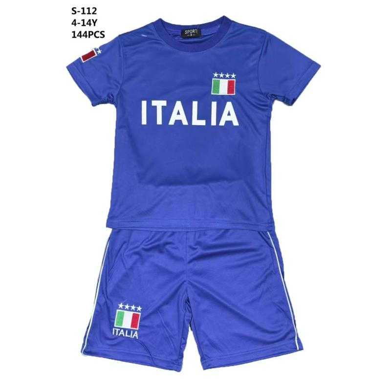 Ensemble garçon ITALIA bleu avec t-shirt à manches courtes et short assorti.