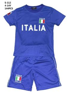 Ensemble garçon ITALIA bleu avec t-shirt à manches courtes et short assorti.