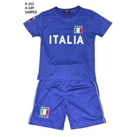 Ensemble garçon ITALIA bleu avec t-shirt à manches courtes et short assorti.