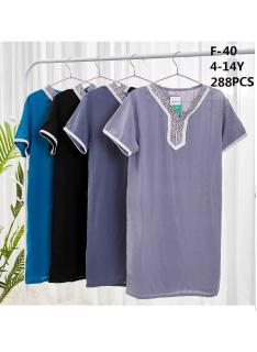 Girls tunic dress with short sleeves, embroidered neckline and white trims.