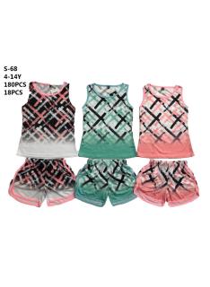 Ensemble fille avec débardeur sans manches et short assorti à imprimé graphique croisé.