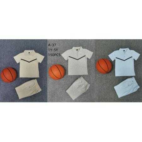 Ensemble garçon avec polo sport contrasté et short assorti en plusieurs coloris.