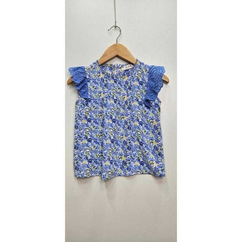 Lot de 6 – Blouse fleurie a volants en broderie anglaise pour fille