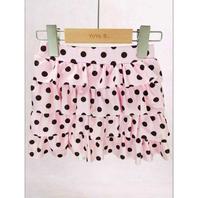 Set van 6 – Girl gelaagde ruchesrok met retro polkadots