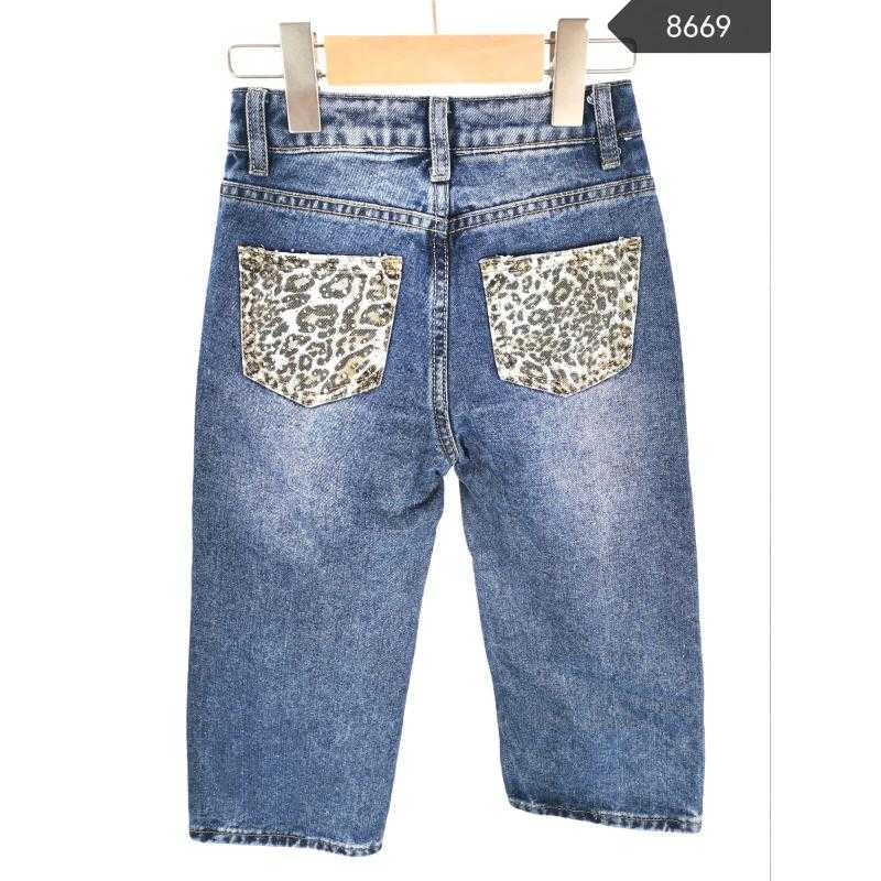 Lot de 6 – Jean delave avec poches arriere en strass imprime leopard pour Girl