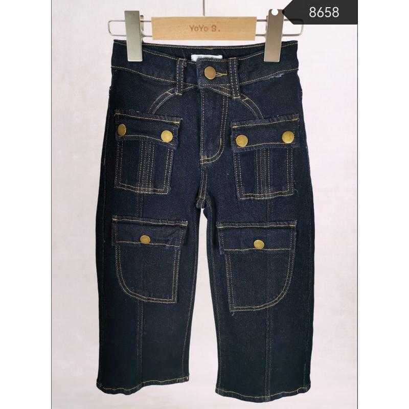 Lot de 6 – Jean cargo brut avec poches plaquees et boutons dores pour Girl