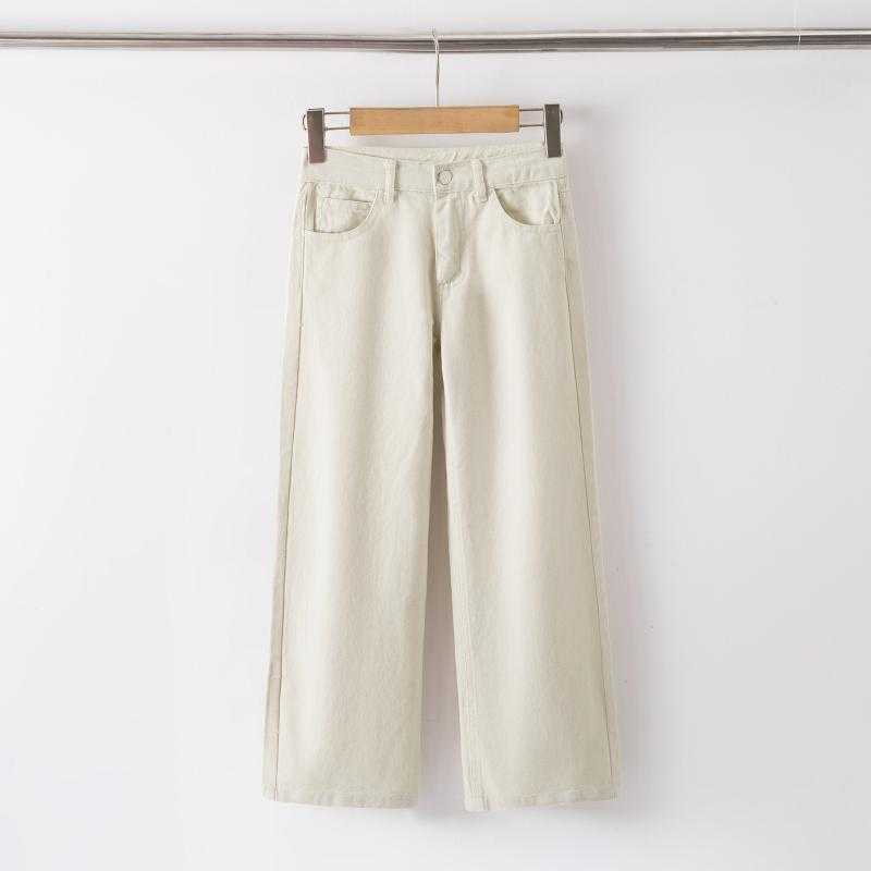 Pack of 6 – Girls' Wide-Leg Denim Pants Featuring Timeless Solid Minimalist Design