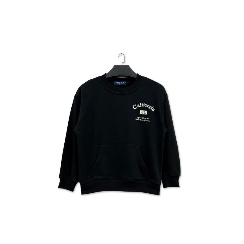 Pack of 6 – Boys' Crewneck Casual Sweatshirt Featuring Embroidered California Script and Front Kangaroo Pocket