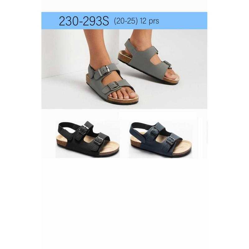 Set van 12 – Kindersandalen met dubbele gesp, kurken voetbed en enkelbandje (20-25)