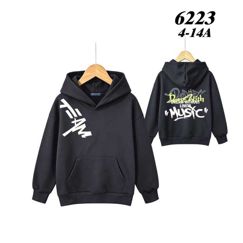 Pack of 6 – Kids hooded sweatshirt with "TEAM" and "MUSIC" lettering