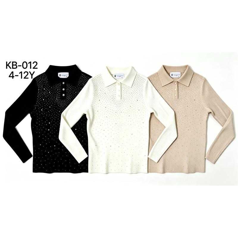 Lot de 15 – Chemise polo Girl's à manches longues et strass étincelants