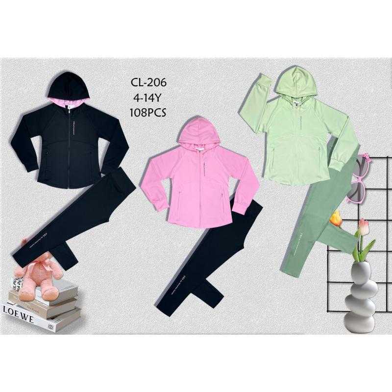 Lot de 18 – Ensemble sportif fille CL-206 avec veste à capuche zippée et legging assorti