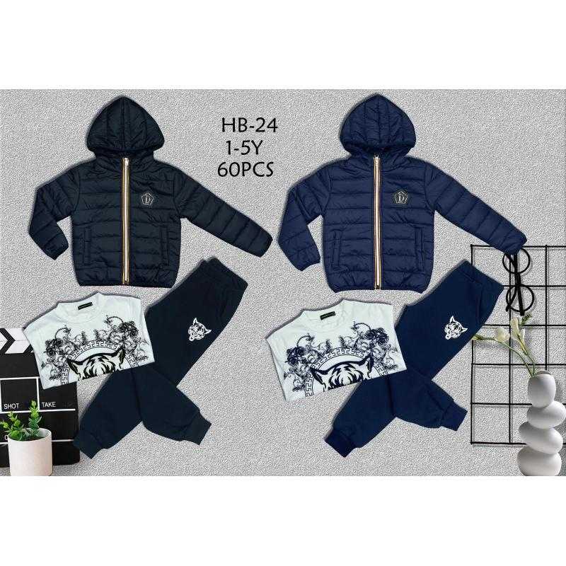 Lot de 10 – Ensemble 3 pièces Girl's doudoune à capuche, t-shirt et pantalon