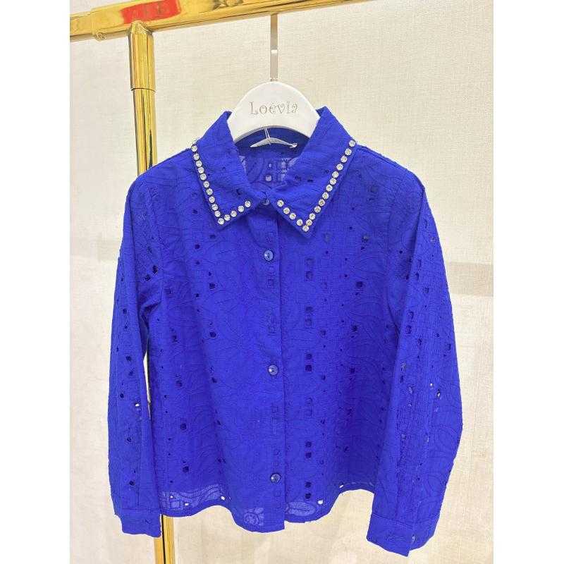 Set van 6 – Broderie anglaise blouse met strass-kraag voor kinderen