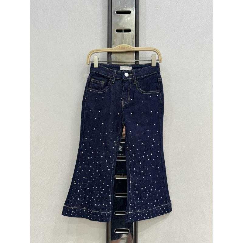 Set van 6 – uitlopende jeans met strass voor meisjes