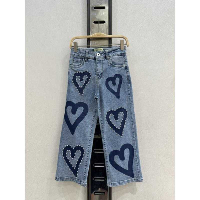 Set van 5 – rechte jeans met hartjesprint voor meisjes