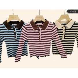Lot de 6 – Pull côtelé rayé...