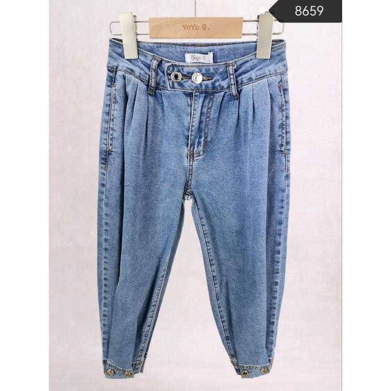 Lot de 6 – Jean en denim plissé pour enfant à double bouton et revers ajustables