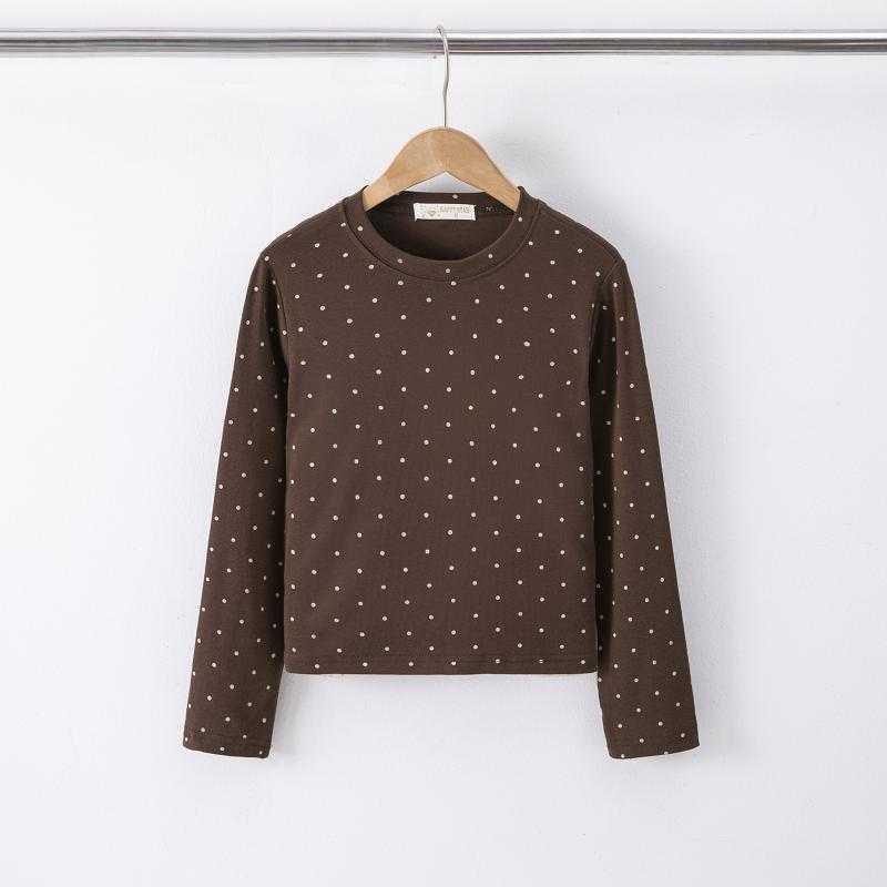 Pack of 6 – Girl's Polka Dot Long-Sleeve Crewneck T-Shirt in Soft Cotton Stretch