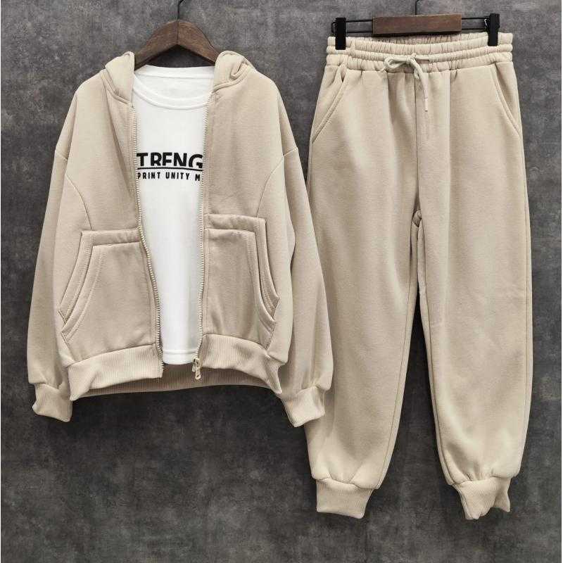 Lot de 5 – Ensemble trois pièces pour garçon avec sweat à capuche zippé, t-shirt et pantalon de jogging