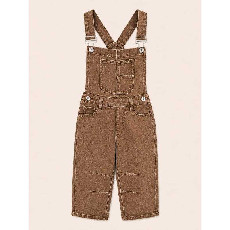 Pack of 6 – Girl's Relaxed Fit Wide-Leg Denim Overalls with Adjustable Straps