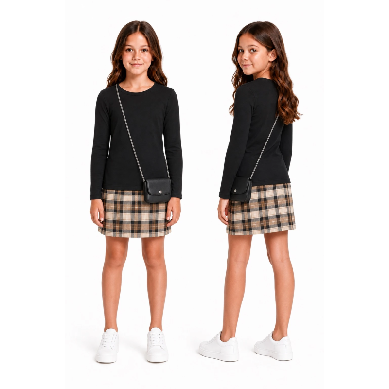 Set van 6 – Meisjes effen basis longsleeve t-shirt