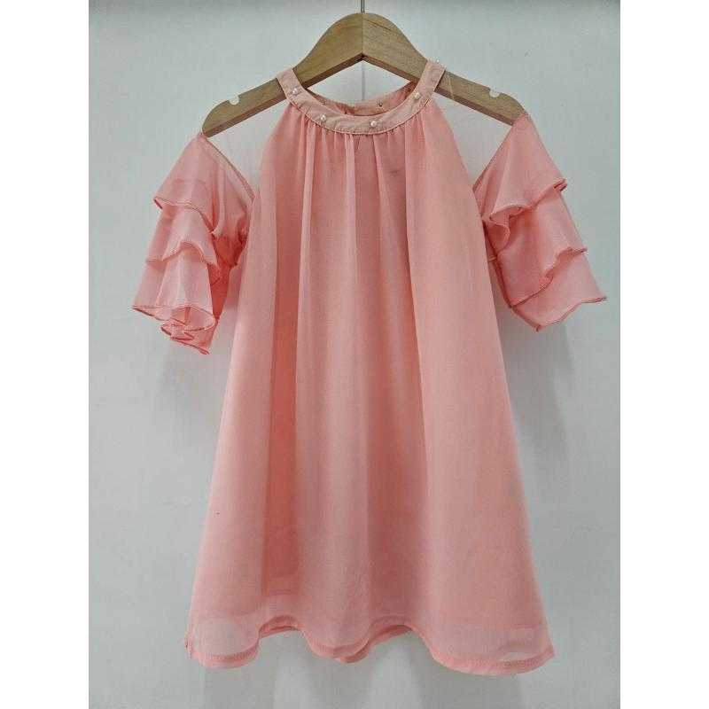 Set van 6 – Meisjes elegante off-shoulder blouse met volants en parelkraag
