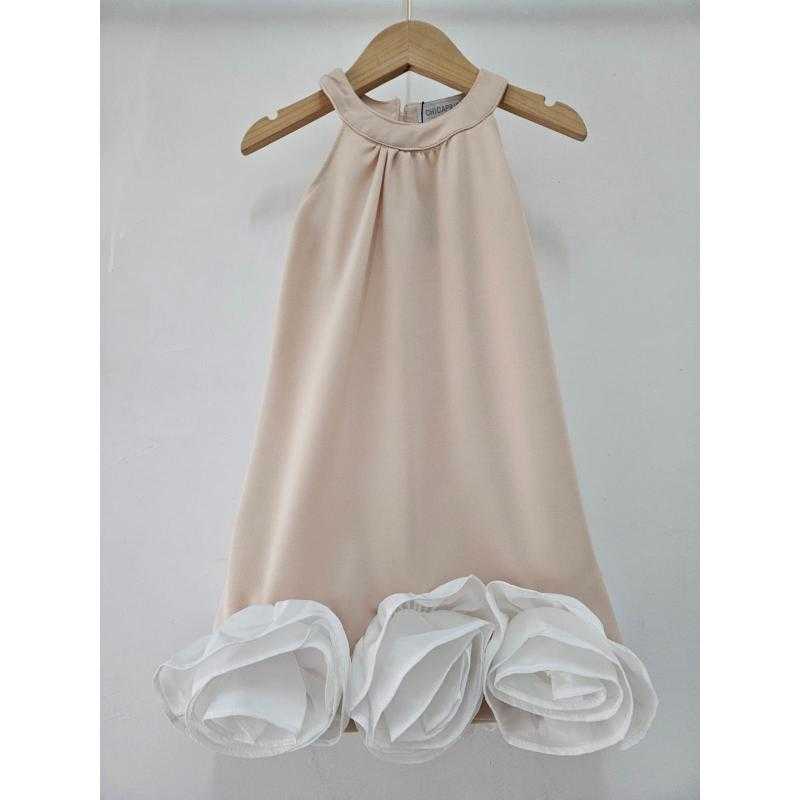 Lot de 6 – Robe halter trapèze avec grand volant floral pour fille