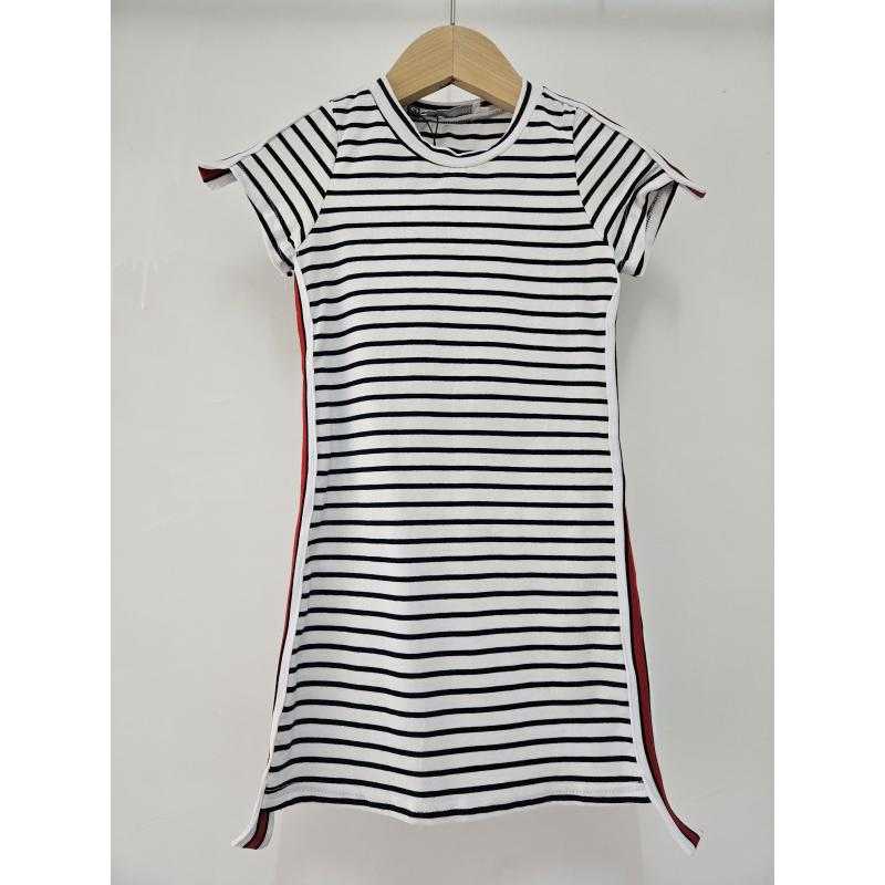 Lot de 6 – Robe marinière rayée à bandes latérales contrastées pour fille