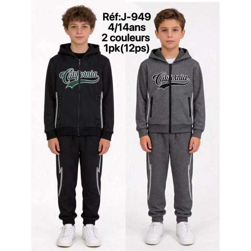 Pack of 12 – Boy's Full-Zip Hooded Tracksuit with California Print