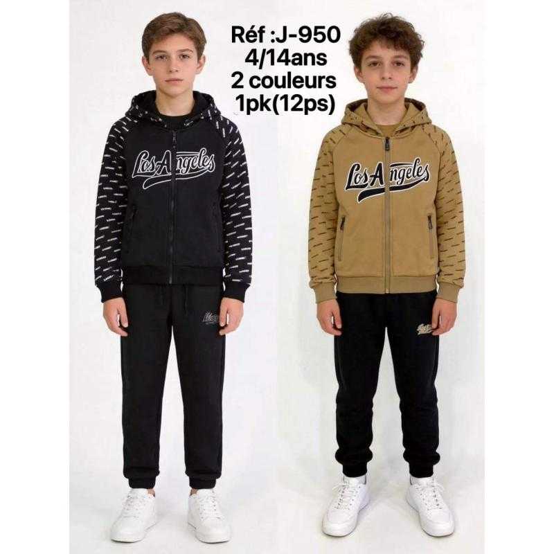 Pack of 12 – boy's Full-Zip Hooded Tracksuit with Los Angeles Print