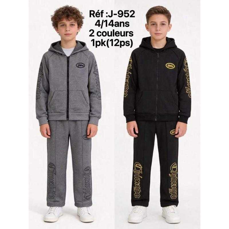Pack of 12 – boy's Full-Zip Hooded Tracksuit with Chicago Print