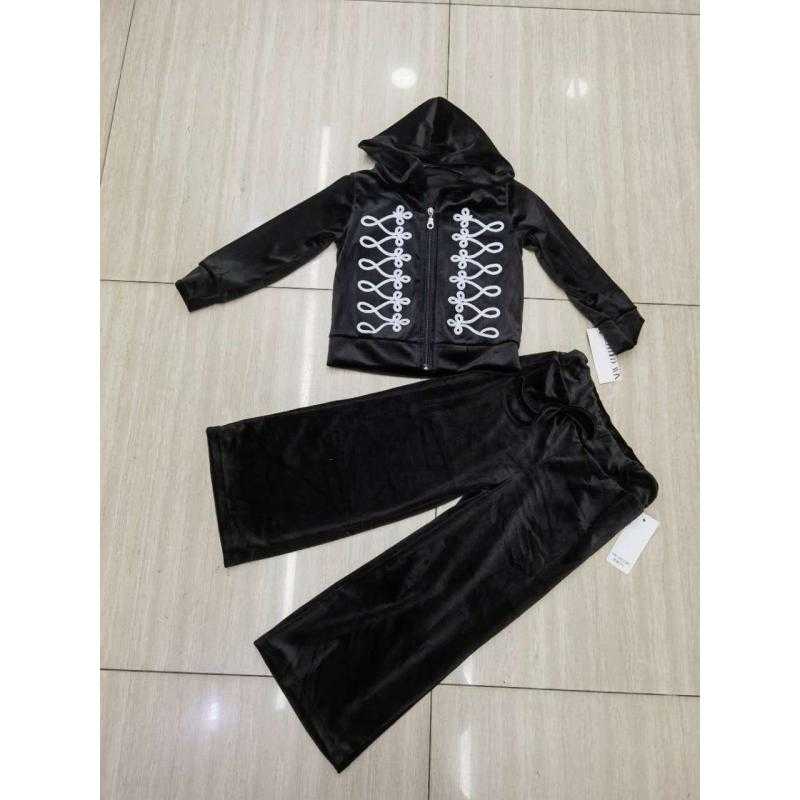 Lot de 6 – Ensemble en velours zippé à capuche et pantalon large