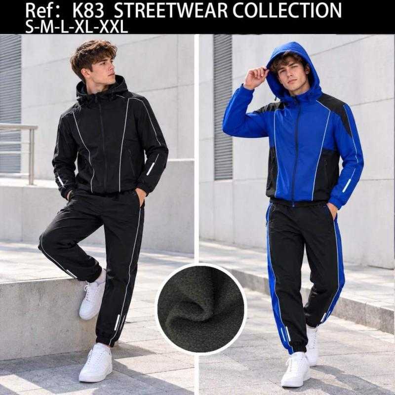 Lot de 10 – Ensemble de survêtement streetwear bicolore zippé à capuche
